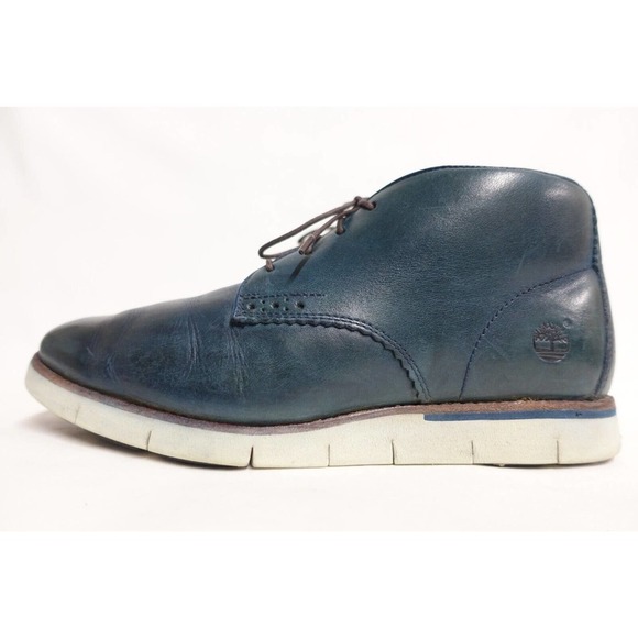 TIMBERLAND Men Chukka Boots Preston Hill Size 8 Blue Leather Ankle Lace-Up A155J main image 9